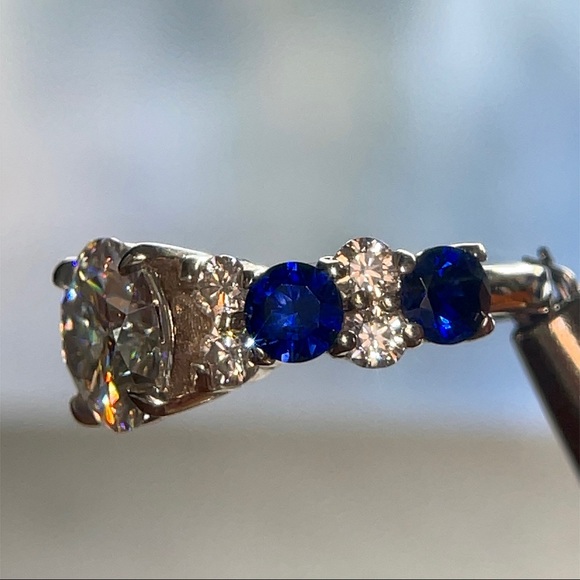 3ct+ Moissanite & Sapphire Ring - Picture 8 of 17